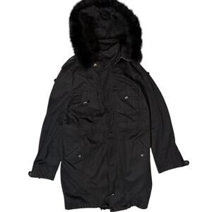 Pjk black fur lined hooded